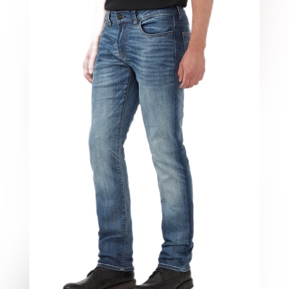 Buffalo David Bitton Men's Super High Rise Skinny Cropped Jean - Slim Fit Stretch Denim, Blue Veined Wash